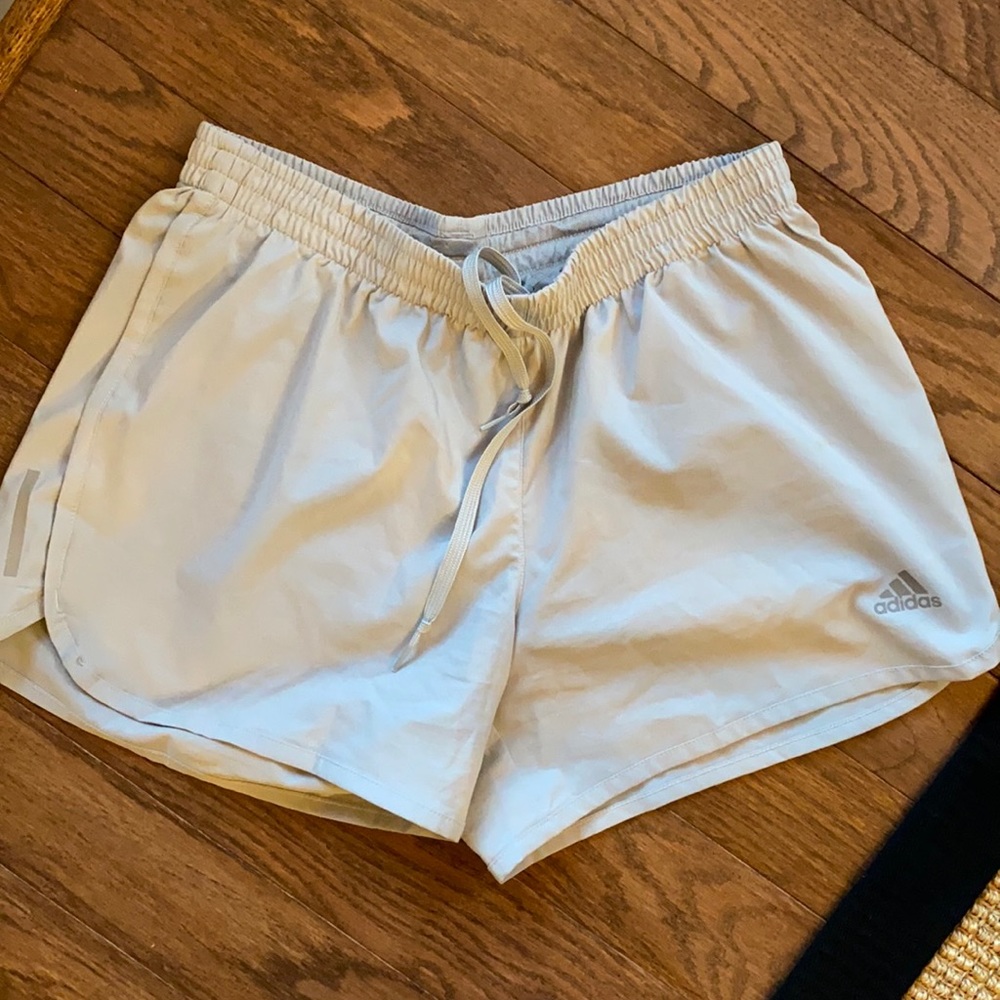 Adidas running shorts, light gray